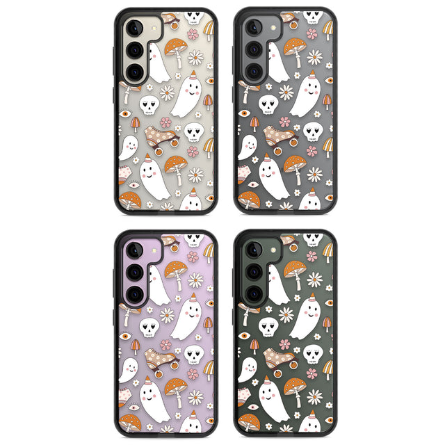 Cute Ghost and Skulls Pattern Impact Phone Case for Samsung Galaxy S24, Samsung Galaxy S23, Samsung Galaxy S22