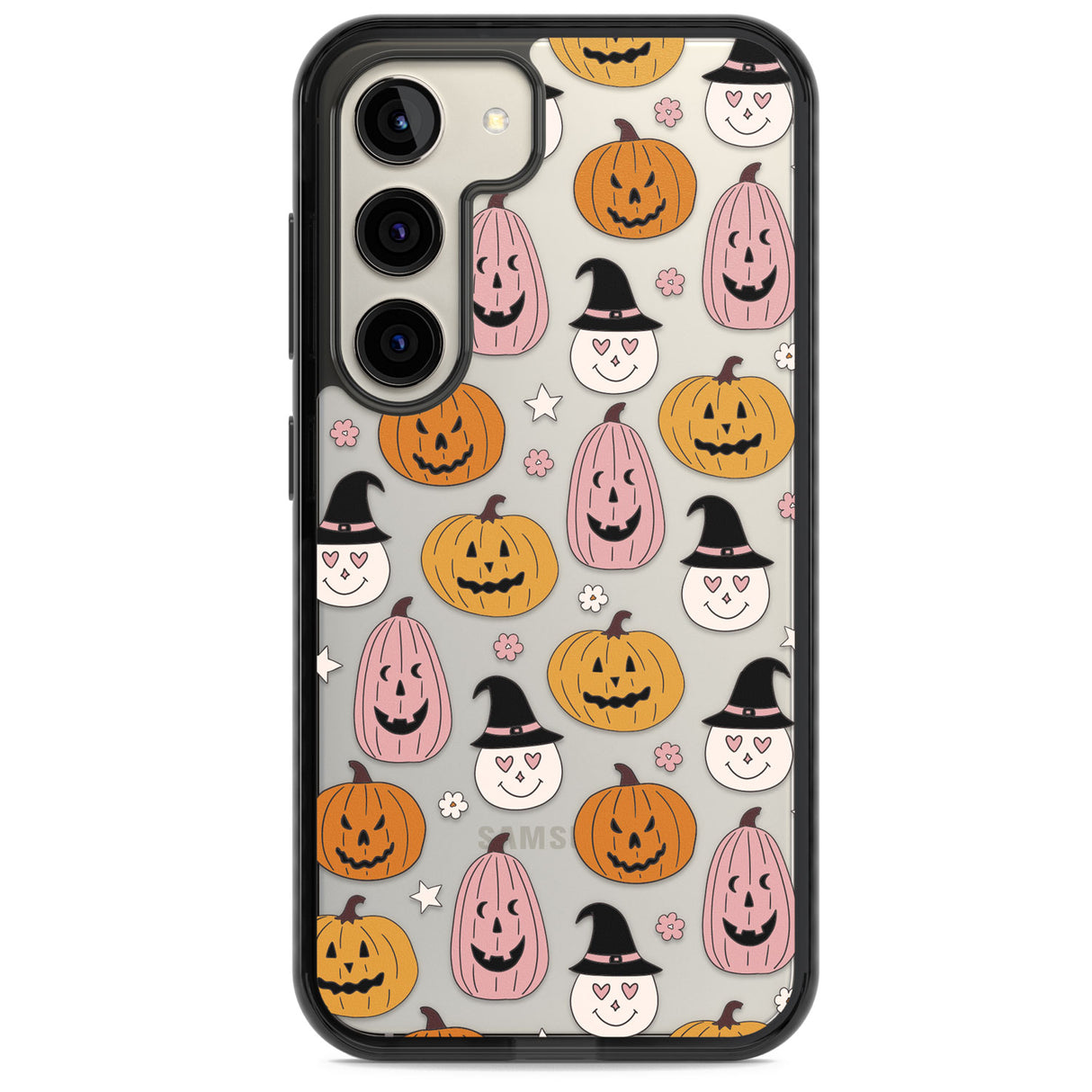 Witches and Pumpkins Pattern Impact Phone Case for Samsung Galaxy S24, Samsung Galaxy S23, Samsung Galaxy S22