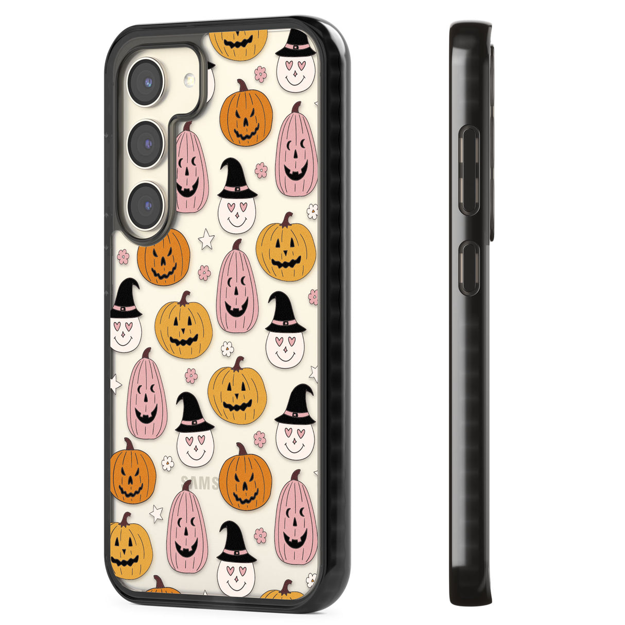 Witches and Pumpkins Pattern Impact Phone Case for Samsung Galaxy S24, Samsung Galaxy S23, Samsung Galaxy S22