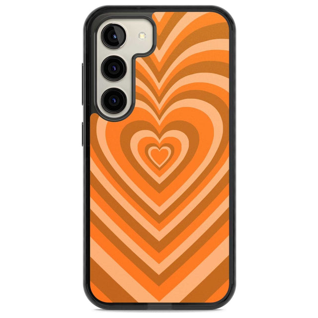 Orange Heart Illusion Phone Case Samsung S22 / Black Impact Case,Samsung S23 / Black Impact Case Blanc Space