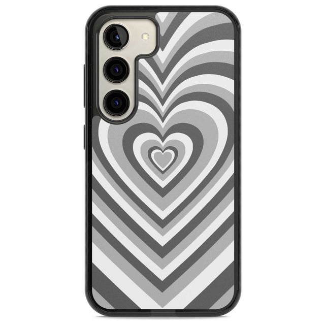 Monochrome Heart Illusion Phone Case Samsung S22 / Black Impact Case,Samsung S23 / Black Impact Case Blanc Space