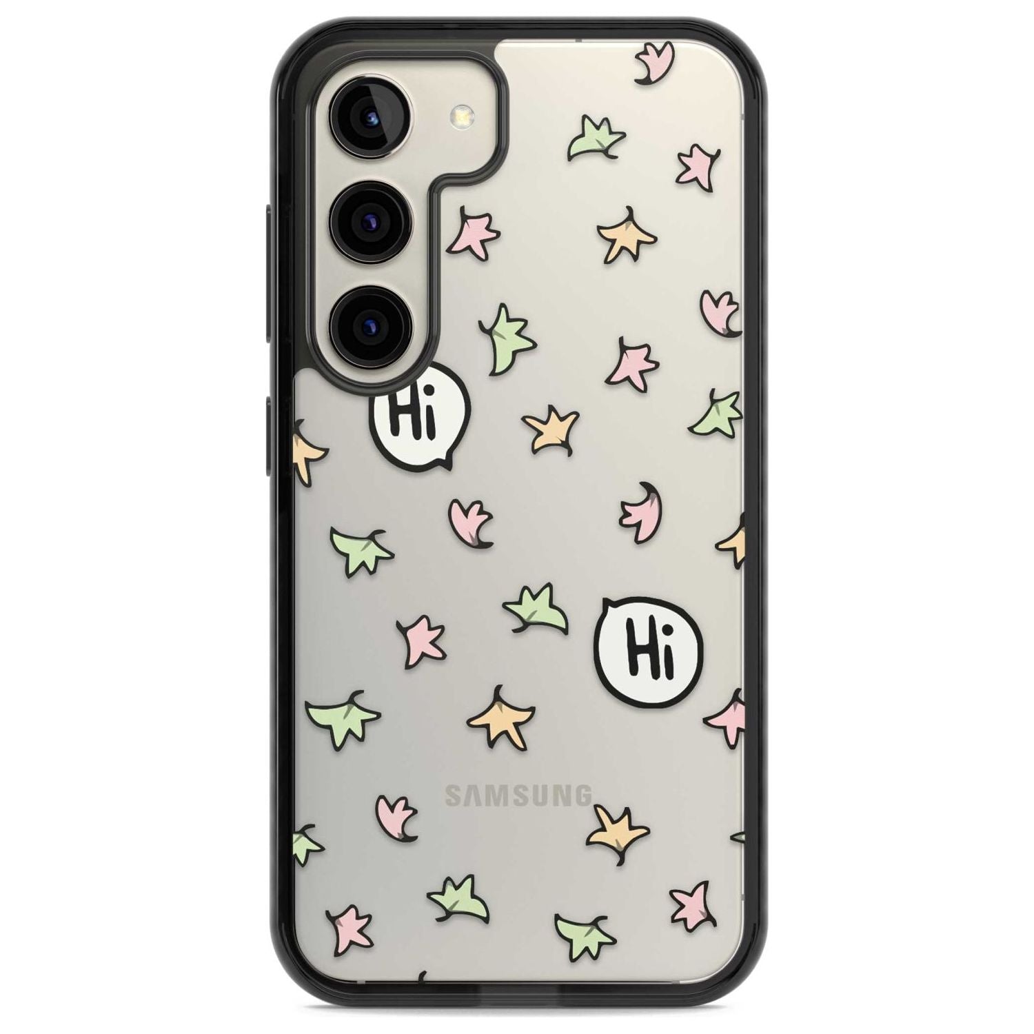 Heartstopper Leaves Pattern Phone Case Samsung S22 / Black Impact Case,Samsung S23 / Black Impact Case Blanc Space