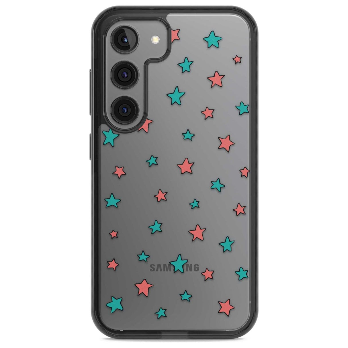 Blue Heartstopper Stars Pattern Phone Case Samsung S22 / Black Impact Case,Samsung S23 / Black Impact Case Blanc Space