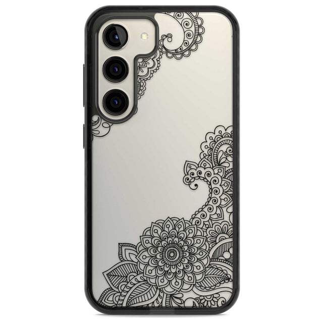 Black Henna Botanicals Phone Case Samsung S22 / Black Impact Case,Samsung S23 / Black Impact Case Blanc Space