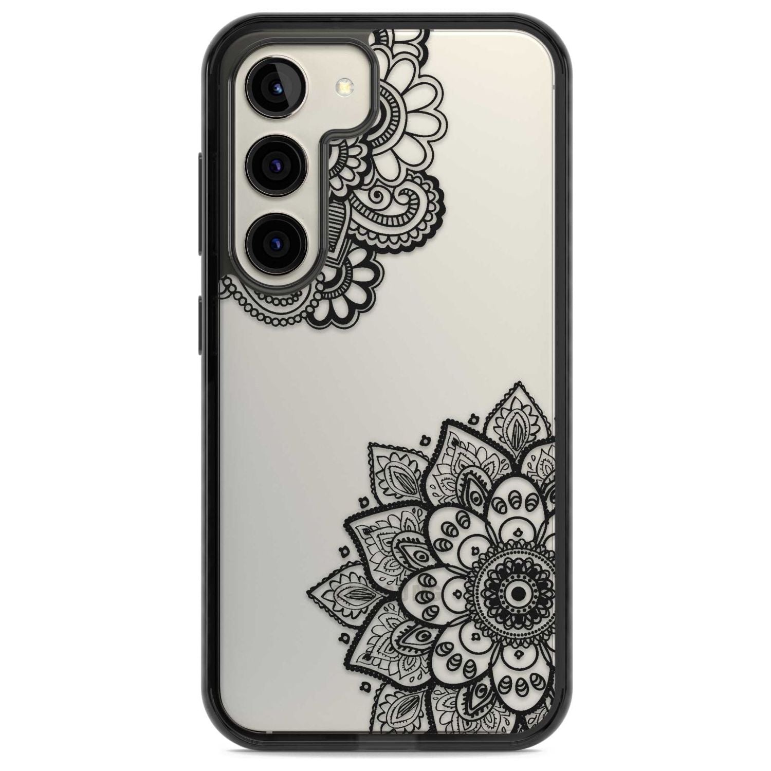 Black Henna Florals Phone Case Samsung S22 / Black Impact Case,Samsung S23 / Black Impact Case Blanc Space