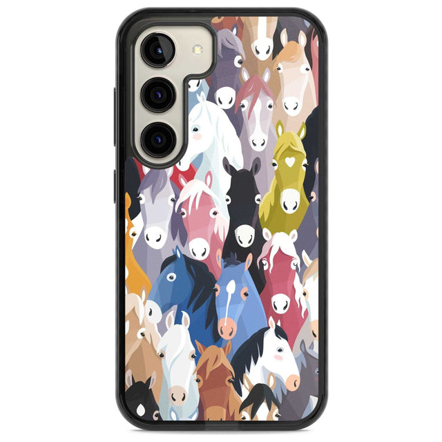 Colourful Horse Pattern Phone Case Samsung S22 / Black Impact Case,Samsung S23 / Black Impact Case Blanc Space