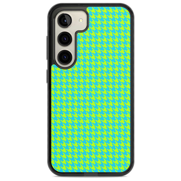 Neon Lime & Turquoise Houndstooth
