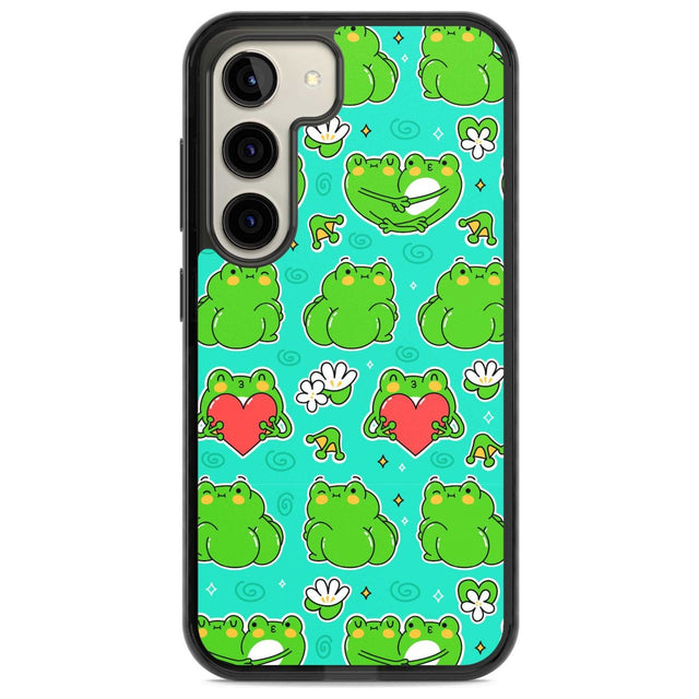 Frog Booty Kawaii Pattern Phone Case Samsung S22 / Black Impact Case,Samsung S23 / Black Impact Case Blanc Space