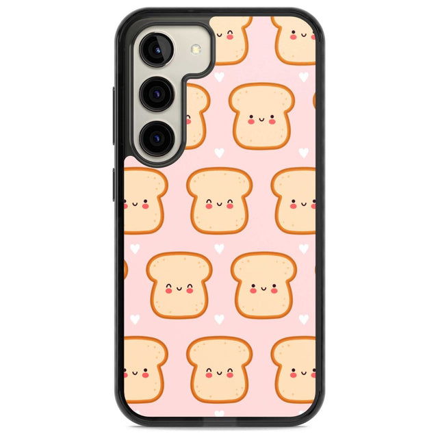 Bread Faces Kawaii Pattern Phone Case Samsung S22 / Black Impact Case,Samsung S23 / Black Impact Case Blanc Space