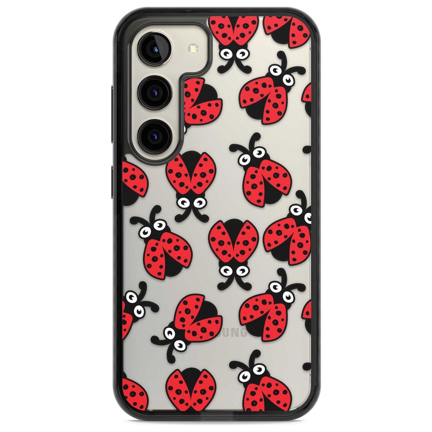 Ladybug Pattern Phone Case Samsung S22 / Black Impact Case,Samsung S23 / Black Impact Case Blanc Space