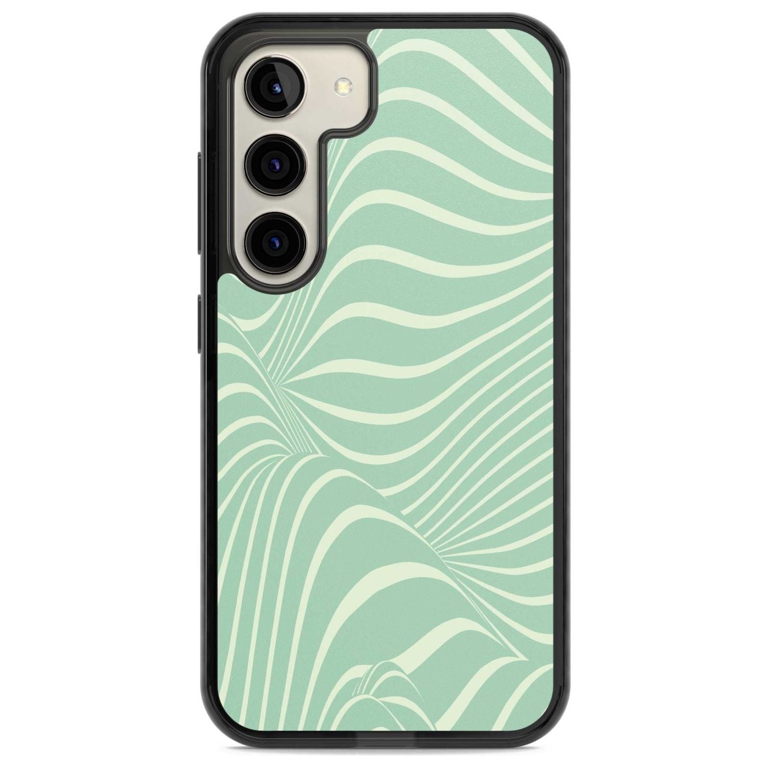 Mint Green Distorted Line Phone Case Samsung S22 / Black Impact Case,Samsung S23 / Black Impact Case Blanc Space