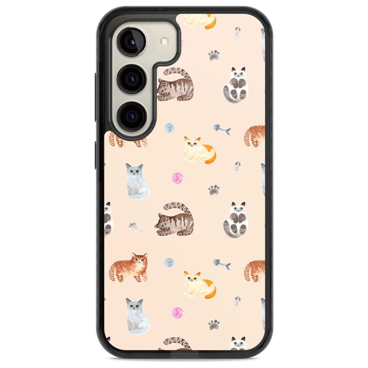 Cats with Toys Phone Case Samsung S22 / Black Impact Case,Samsung S23 / Black Impact Case Blanc Space