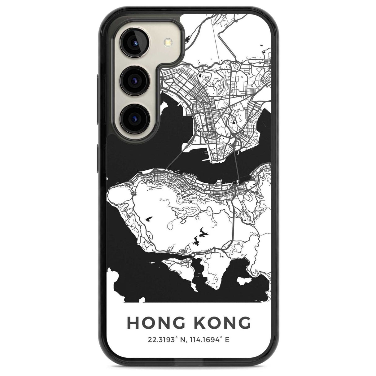 Map of Hong Kong Phone Case Samsung S22 / Black Impact Case,Samsung S23 / Black Impact Case Blanc Space