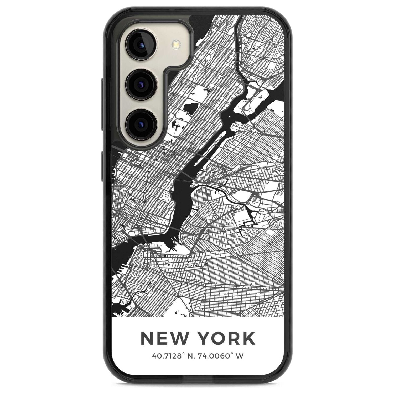 Map of New York, New York Phone Case Samsung S22 / Black Impact Case,Samsung S23 / Black Impact Case Blanc Space