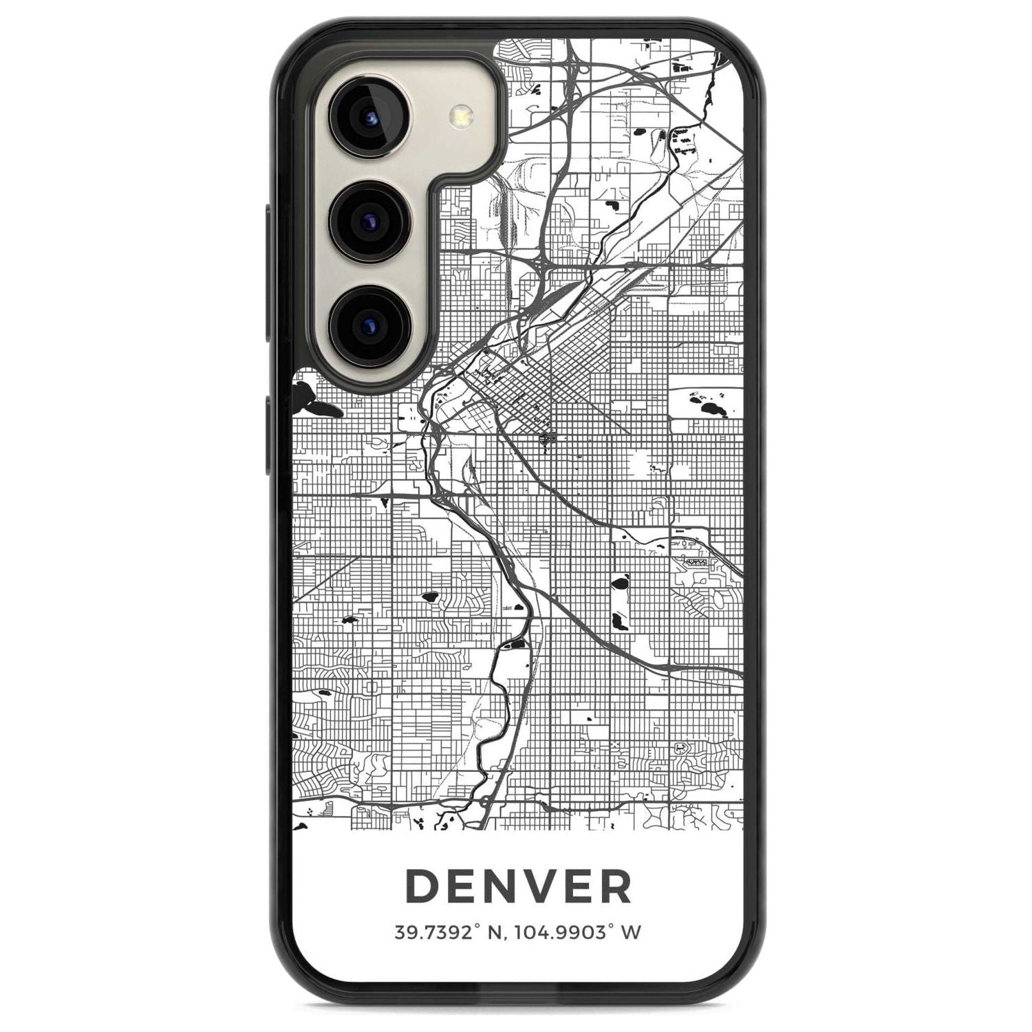 Map of Denver, Colorado Phone Case Samsung S22 / Black Impact Case,Samsung S23 / Black Impact Case Blanc Space