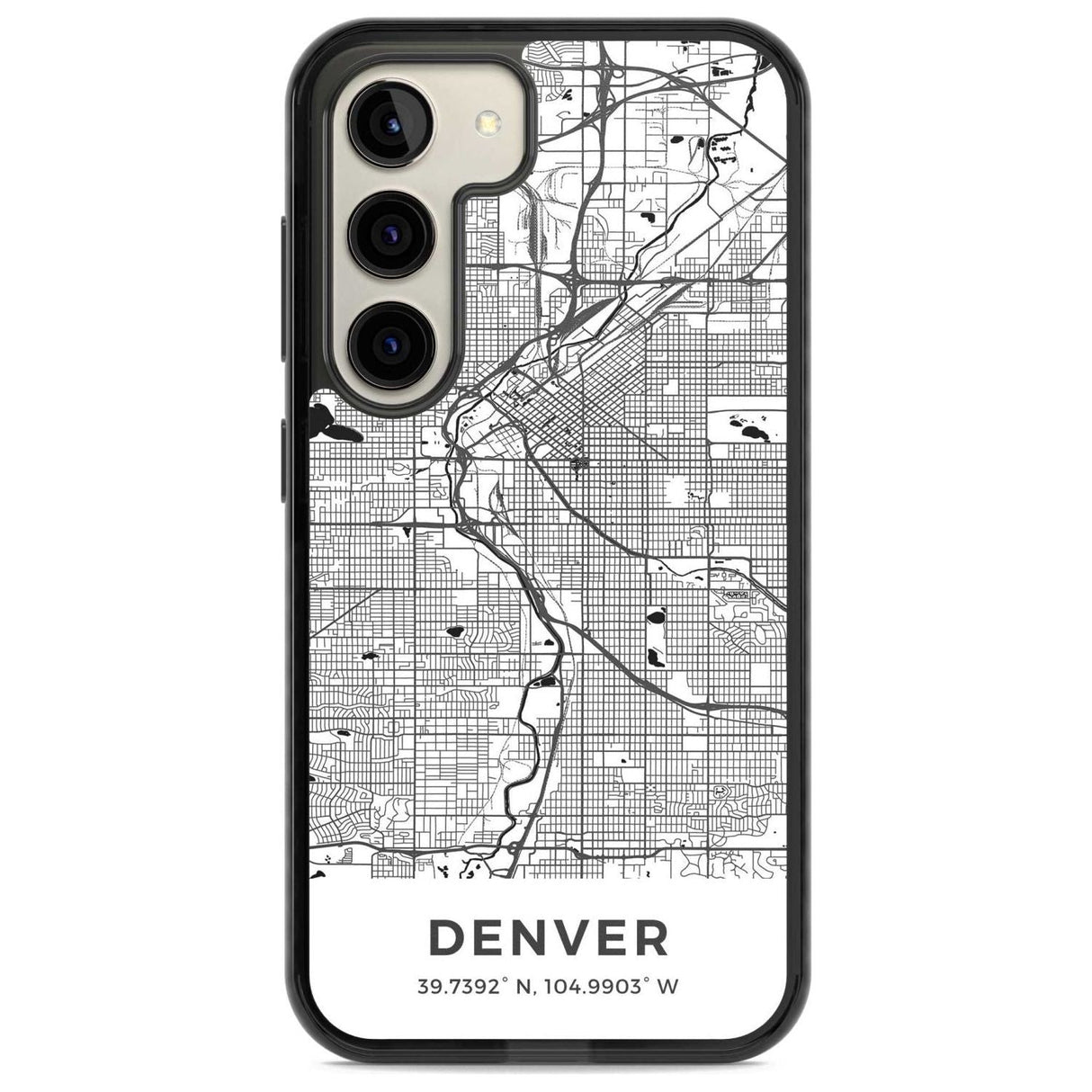 Map of Denver, Colorado Phone Case Samsung S22 / Black Impact Case,Samsung S23 / Black Impact Case Blanc Space