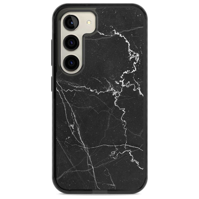 Bold Black Marble with White Texture Phone Case Samsung S22 / Black Impact Case,Samsung S23 / Black Impact Case Blanc Space