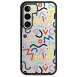 Colourful Squiggles Memphis Retro Pattern Design Phone Case Samsung S22 / Black Impact Case,Samsung S23 / Black Impact Case Blanc Space