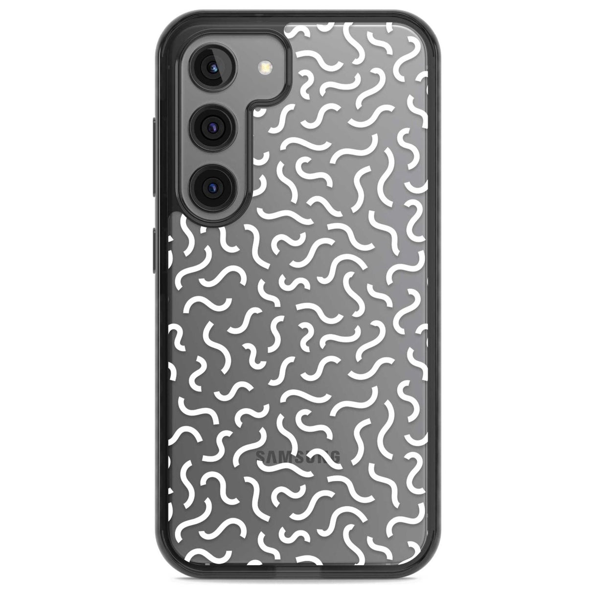 White Wavy Squiggles Memphis Retro Pattern Design