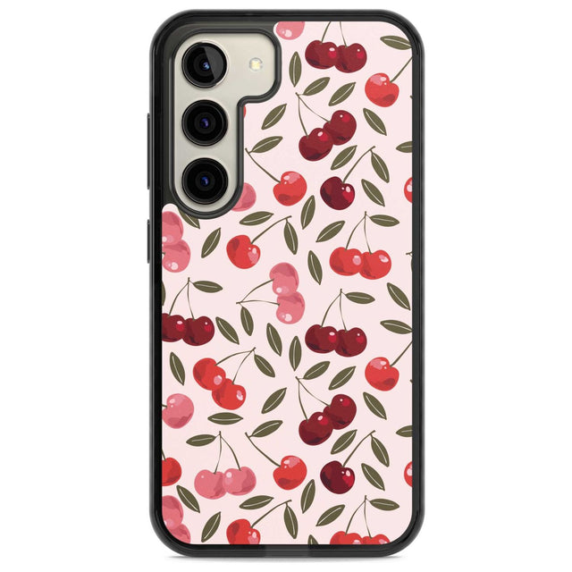 Fruity & Fun Patterns Cherries Phone Case Samsung S22 / Black Impact Case,Samsung S23 / Black Impact Case Blanc Space
