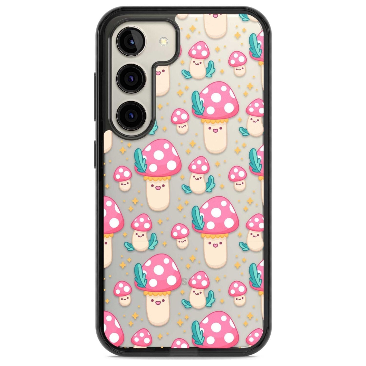 Cute Mushrooms Pattern Phone Case Samsung S22 / Black Impact Case,Samsung S23 / Black Impact Case Blanc Space