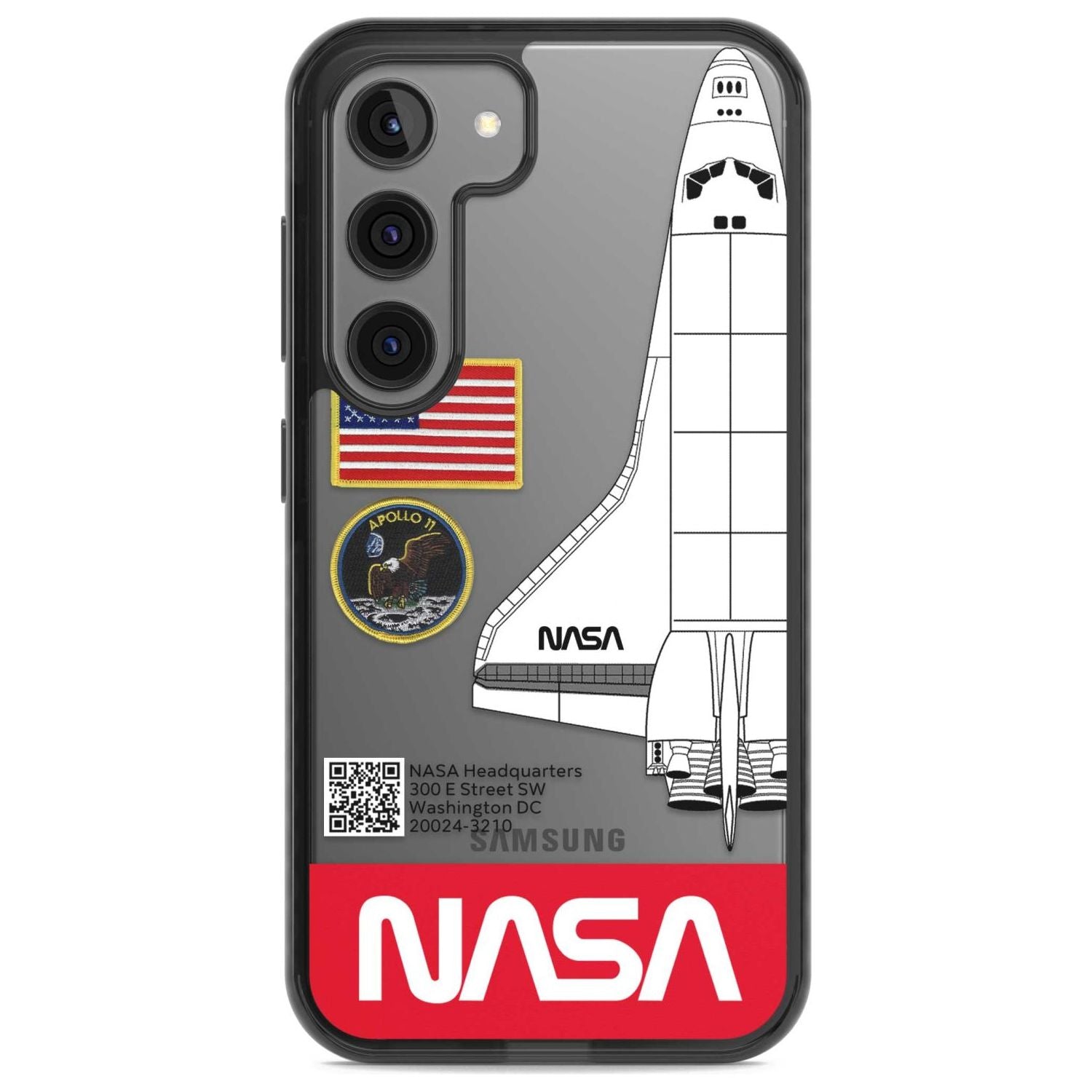 NASA Apollo 11 Phone Case Samsung S22 / Black Impact Case,Samsung S23 / Black Impact Case Blanc Space