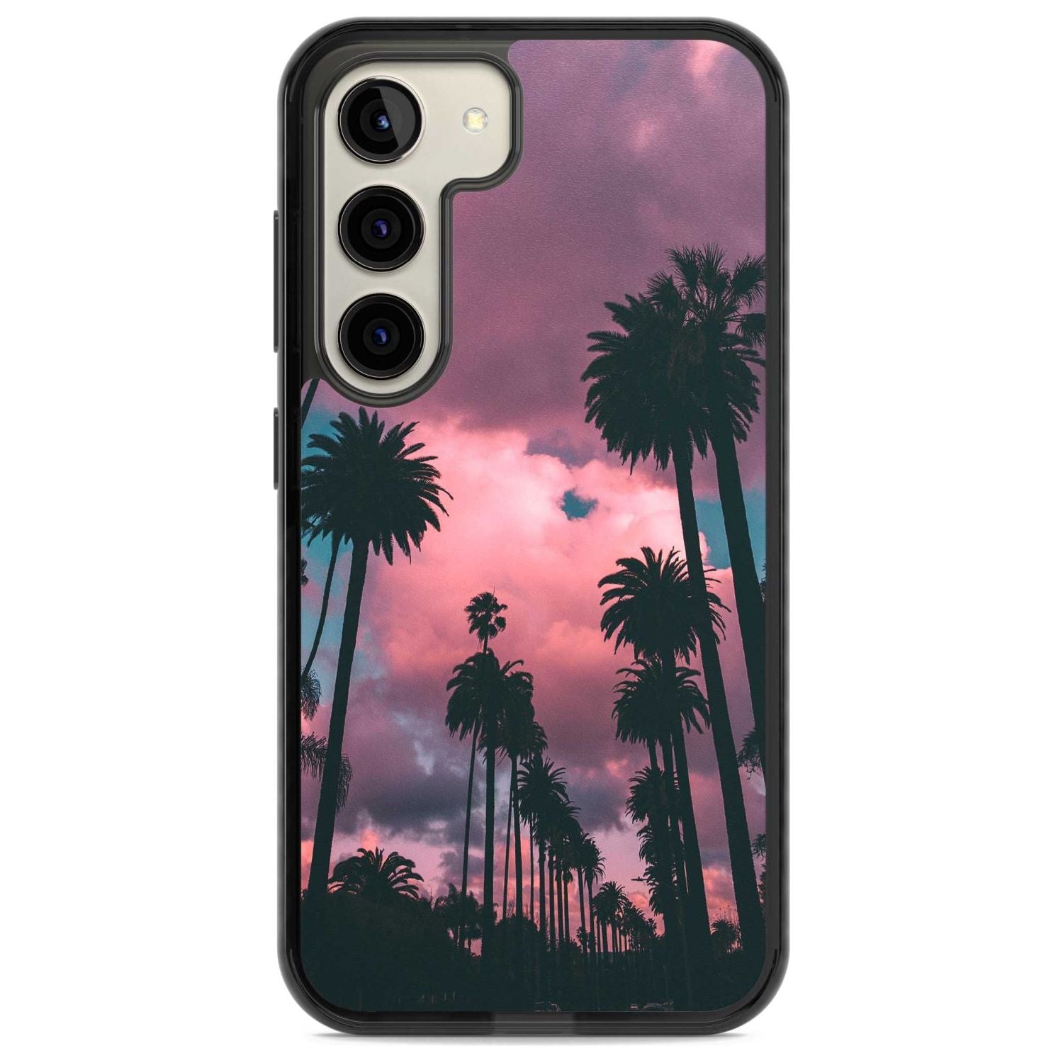 Palm Tree Sunset Photograph Phone Case Samsung S22 / Black Impact Case,Samsung S23 / Black Impact Case Blanc Space