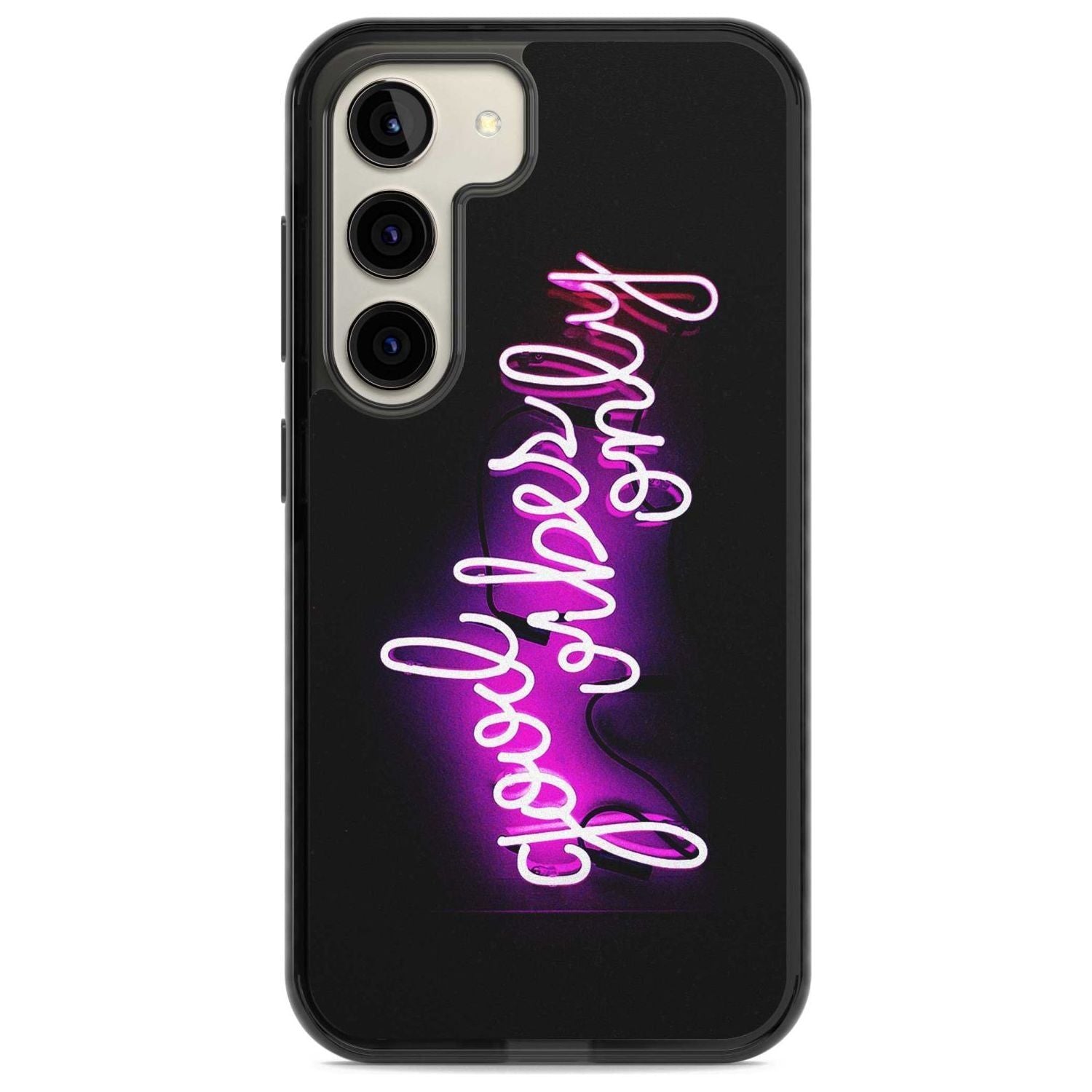 Good Vibes Only Pink Neon Phone Case Samsung S22 / Black Impact Case,Samsung S23 / Black Impact Case Blanc Space