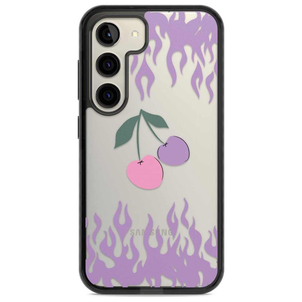 Cherries n' Flames Phone Case Samsung S22 / Black Impact Case,Samsung S23 / Black Impact Case Blanc Space