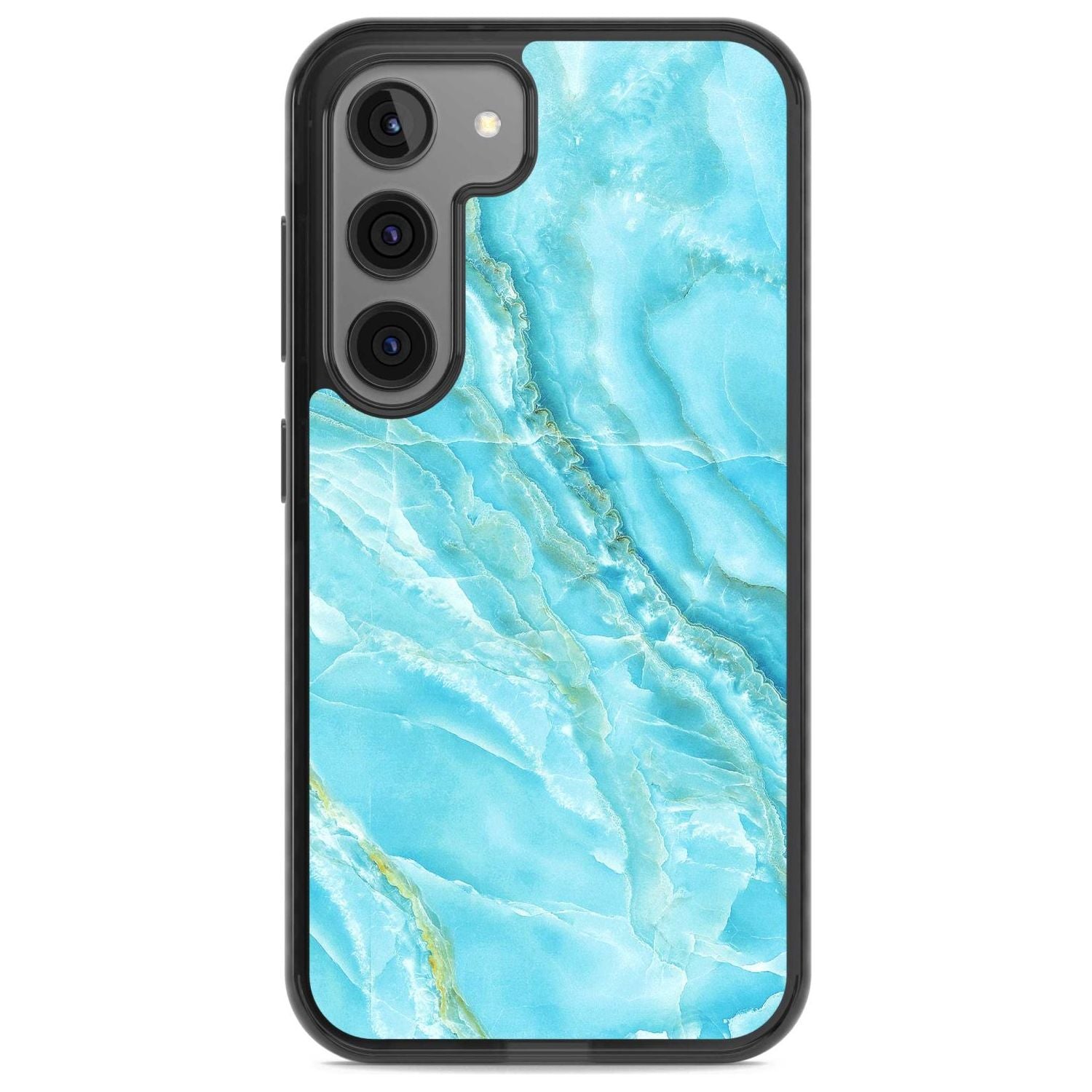 Bright Blue Onyx Marble Phone Case Samsung S22 / Black Impact Case,Samsung S23 / Black Impact Case Blanc Space