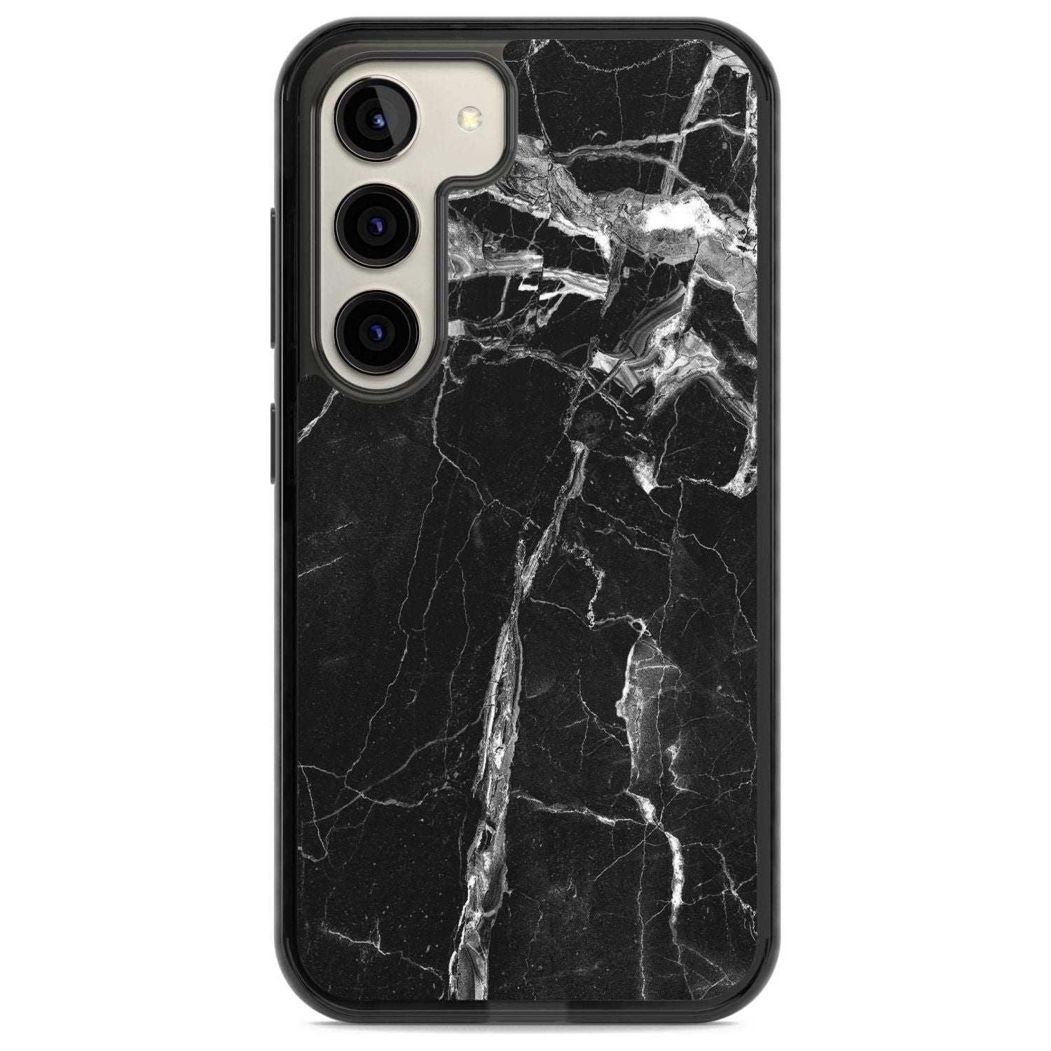 Black Onyx Marble Texture Phone Case Samsung S22 / Black Impact Case,Samsung S23 / Black Impact Case Blanc Space