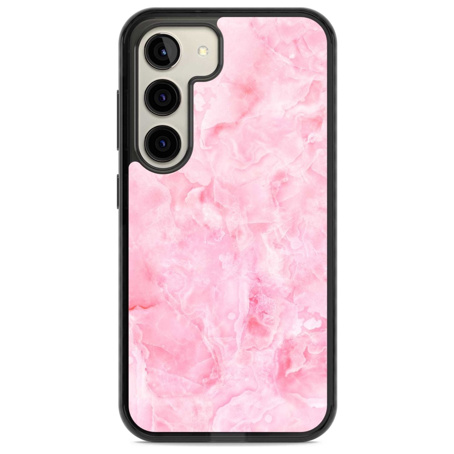 Bright Pink Onyx Marble Texture Phone Case Samsung S22 / Black Impact Case,Samsung S23 / Black Impact Case Blanc Space