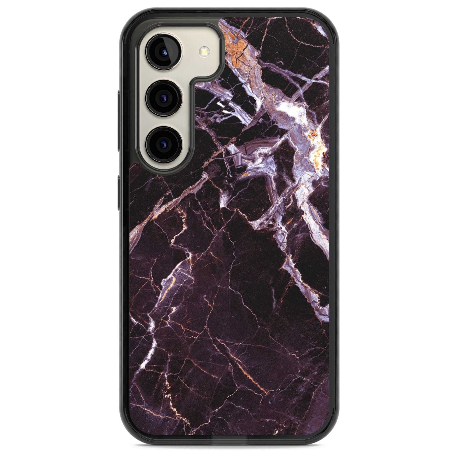 Black, Purple & Yellow shattered Marble Phone Case Samsung S22 / Black Impact Case,Samsung S23 / Black Impact Case Blanc Space