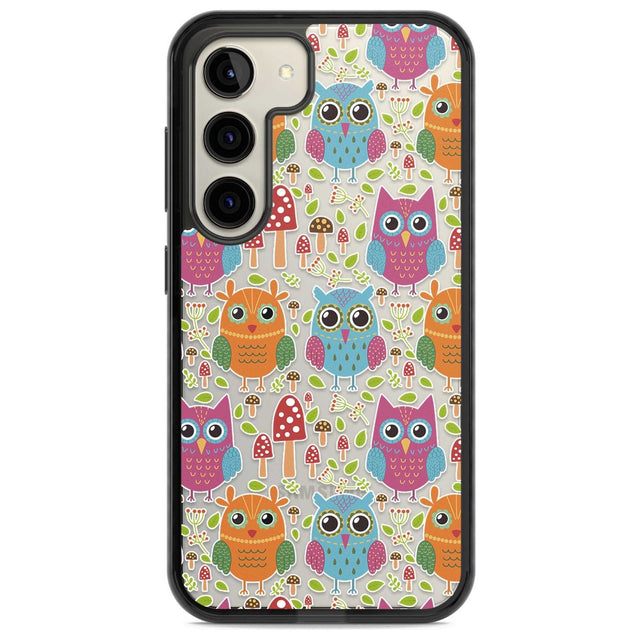 Forrest Owl Clear Pattern Phone Case Samsung S22 / Black Impact Case,Samsung S23 / Black Impact Case Blanc Space