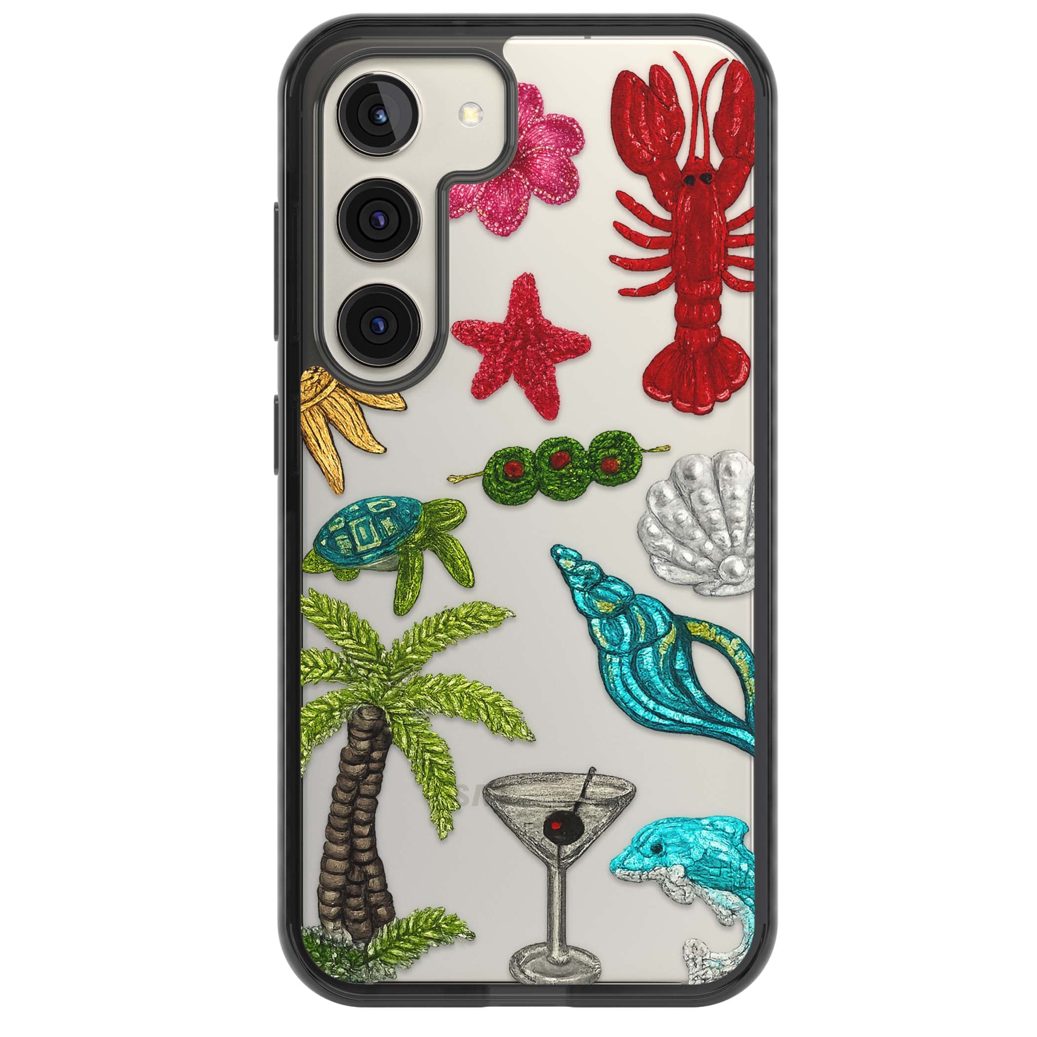 Painted Coastal Pattern coastal iPhone case | Black Impact case for Samsung Galaxy S24, Samsung Galaxy S23, Samsung Galaxy S22