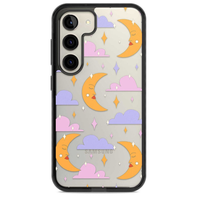 Moons & Clouds Phone Case Samsung S22 / Black Impact Case,Samsung S23 / Black Impact Case Blanc Space