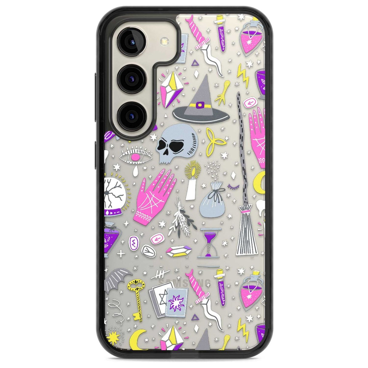 Black Magic Pattern Phone Case Samsung S22 / Black Impact Case,Samsung S23 / Black Impact Case Blanc Space