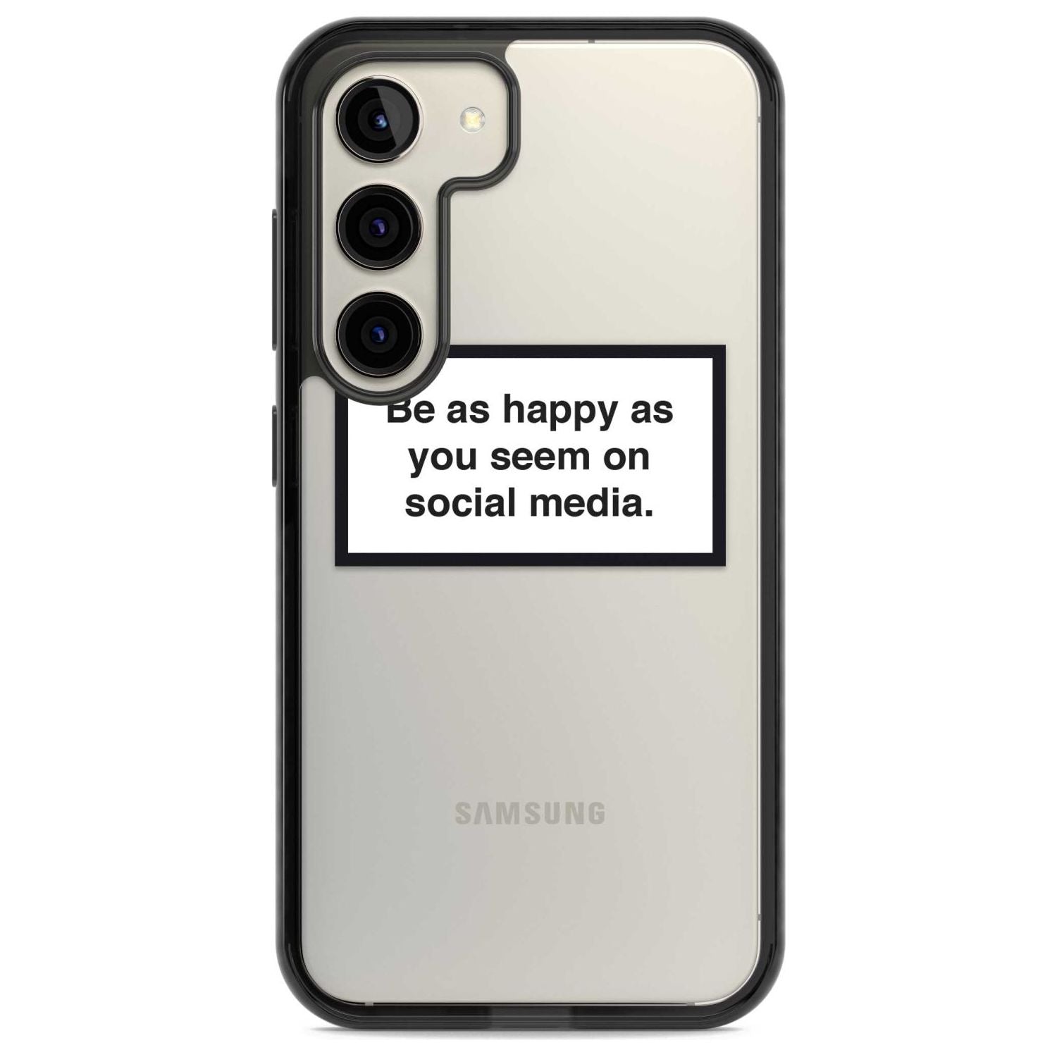 Happy on Social Media Phone Case Samsung S22 / Black Impact Case,Samsung S23 / Black Impact Case Blanc Space