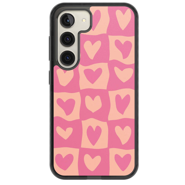 Pink Wavy Checked Hearts