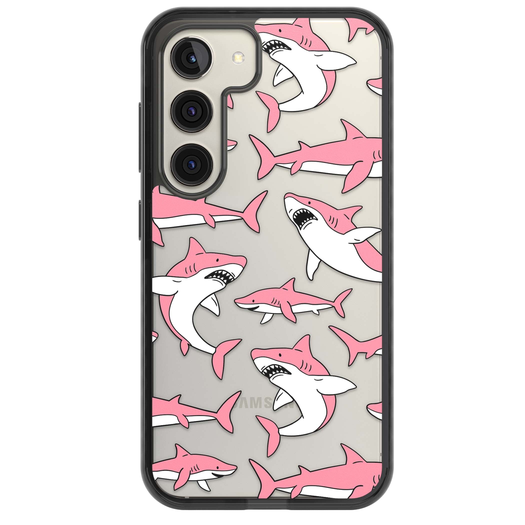 Bubblegum Sharks for her iPhone case | Black Impact case for Samsung Galaxy S24, Samsung Galaxy S23, Samsung Galaxy S22