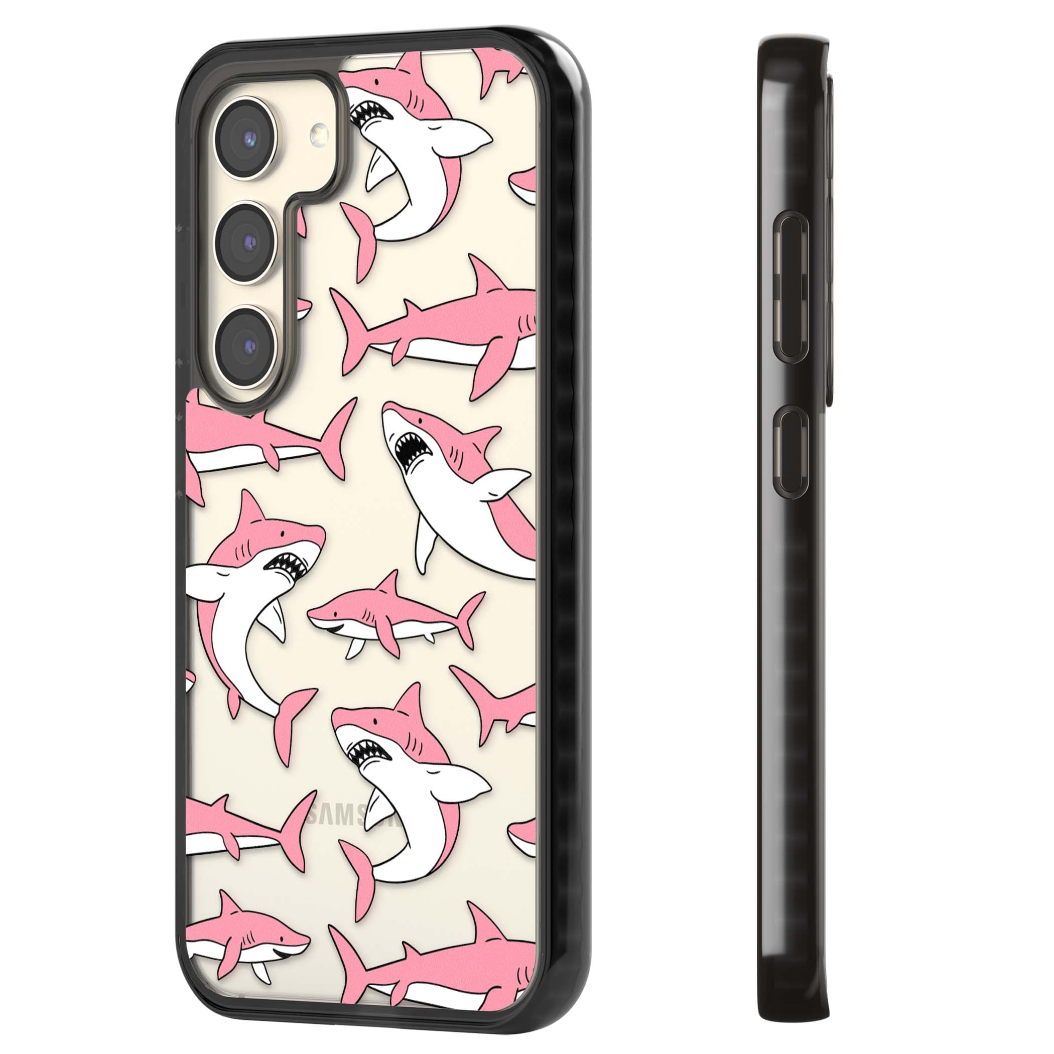 Bubblegum Sharks for her iPhone case | Black Impact case for Samsung Galaxy S24, Samsung Galaxy S23, Samsung Galaxy S22