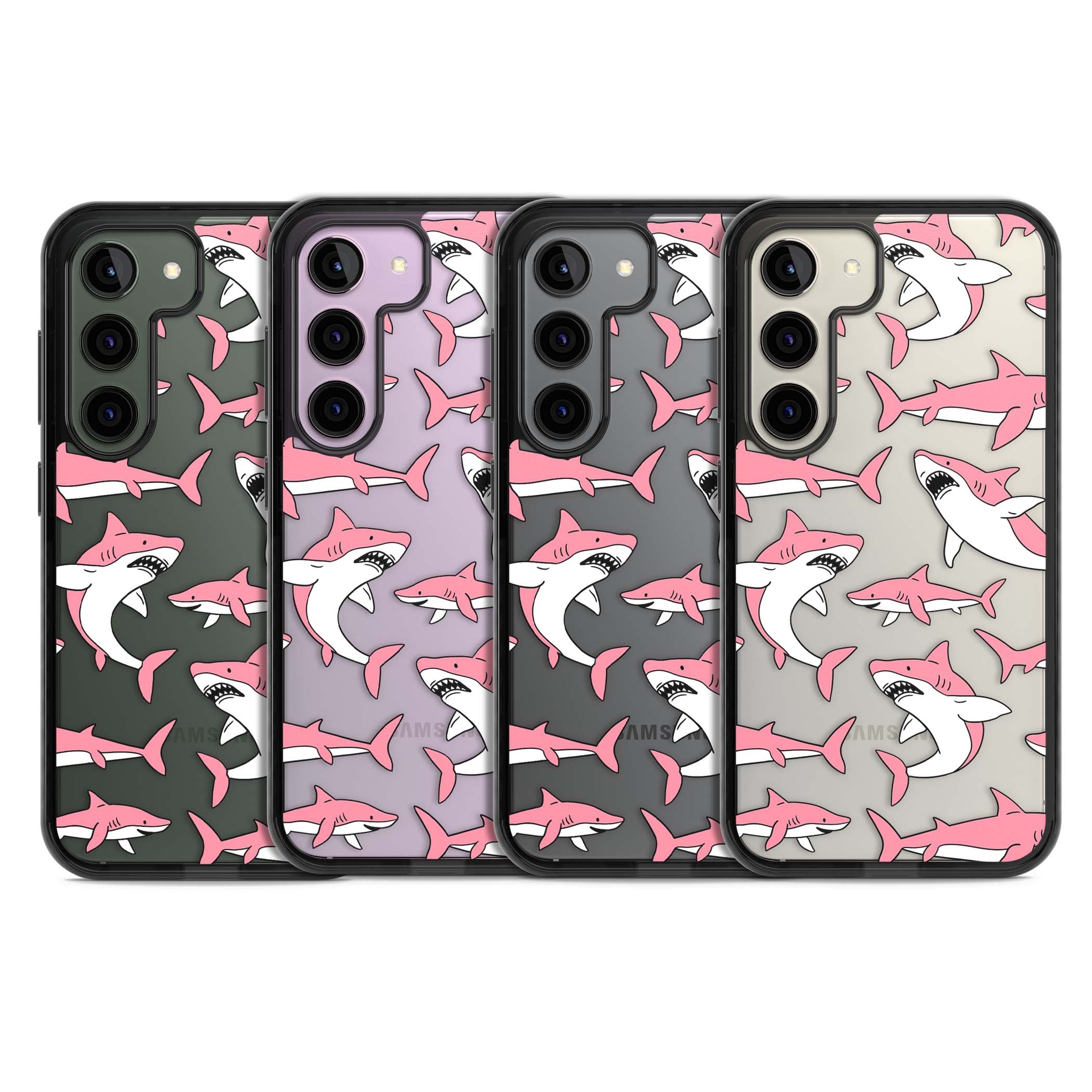 Bubblegum Sharks for her iPhone case | Black Impact case for Samsung Galaxy S24, Samsung Galaxy S23, Samsung Galaxy S22