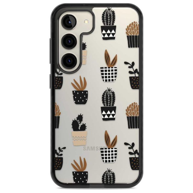 Large Mixed Plants Pattern - Clear Phone Case Samsung S22 / Black Impact Case,Samsung S23 / Black Impact Case Blanc Space