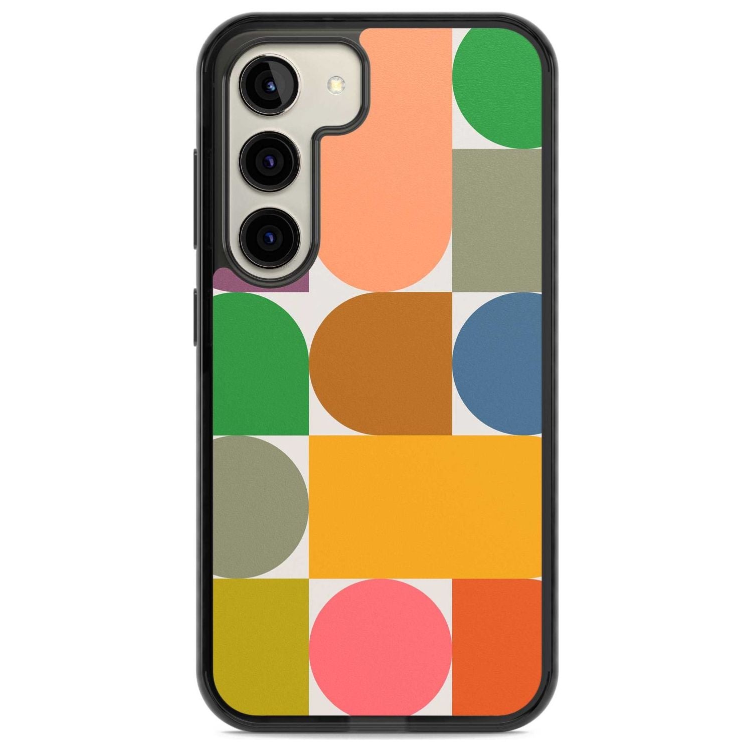 Abstract Retro Shapes: Rainbow Mix Phone Case Samsung S22 / Black Impact Case,Samsung S23 / Black Impact Case Blanc Space