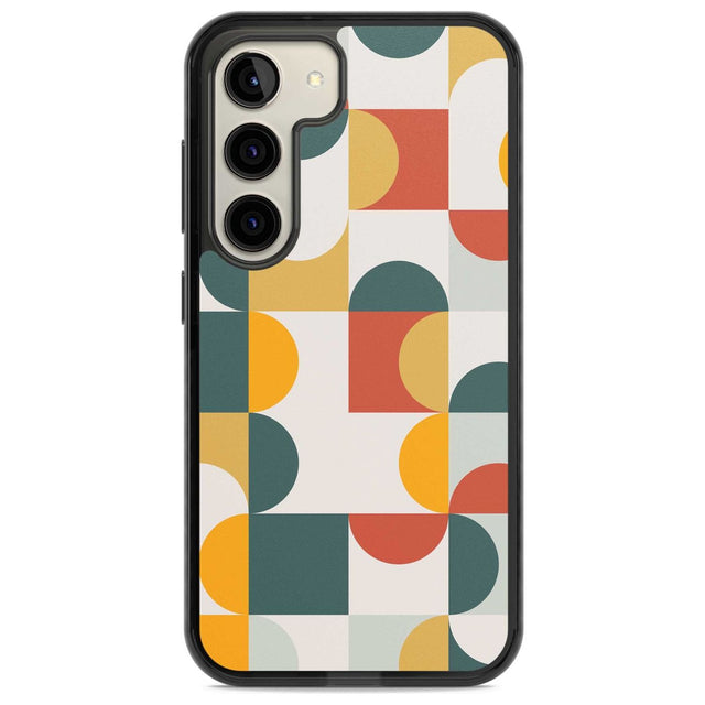 Abstract Retro Shapes: Muted Colour Mix Phone Case Samsung S22 / Black Impact Case,Samsung S23 / Black Impact Case Blanc Space