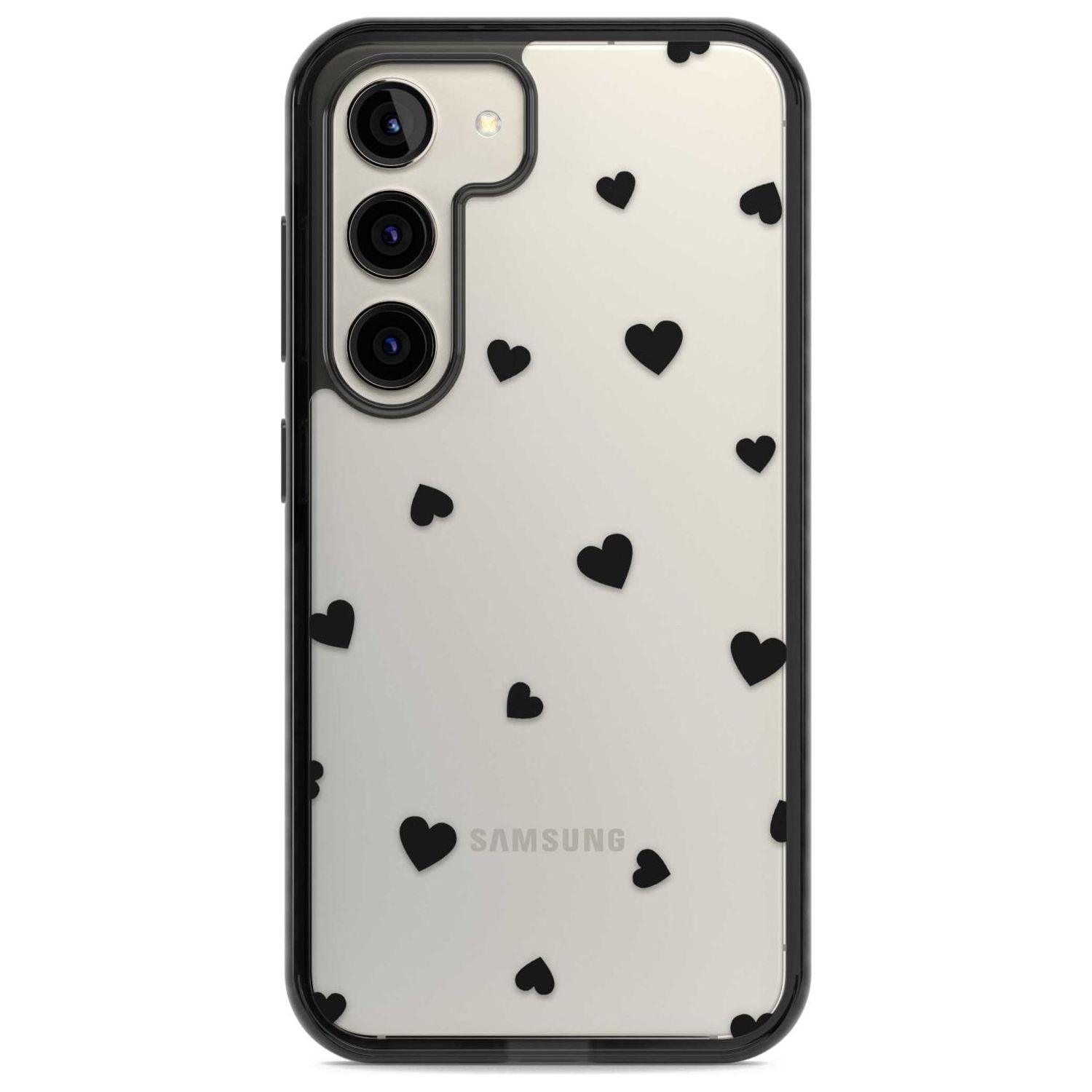 Black Hearts Pattern Phone Case Samsung S22 / Black Impact Case,Samsung S23 / Black Impact Case Blanc Space