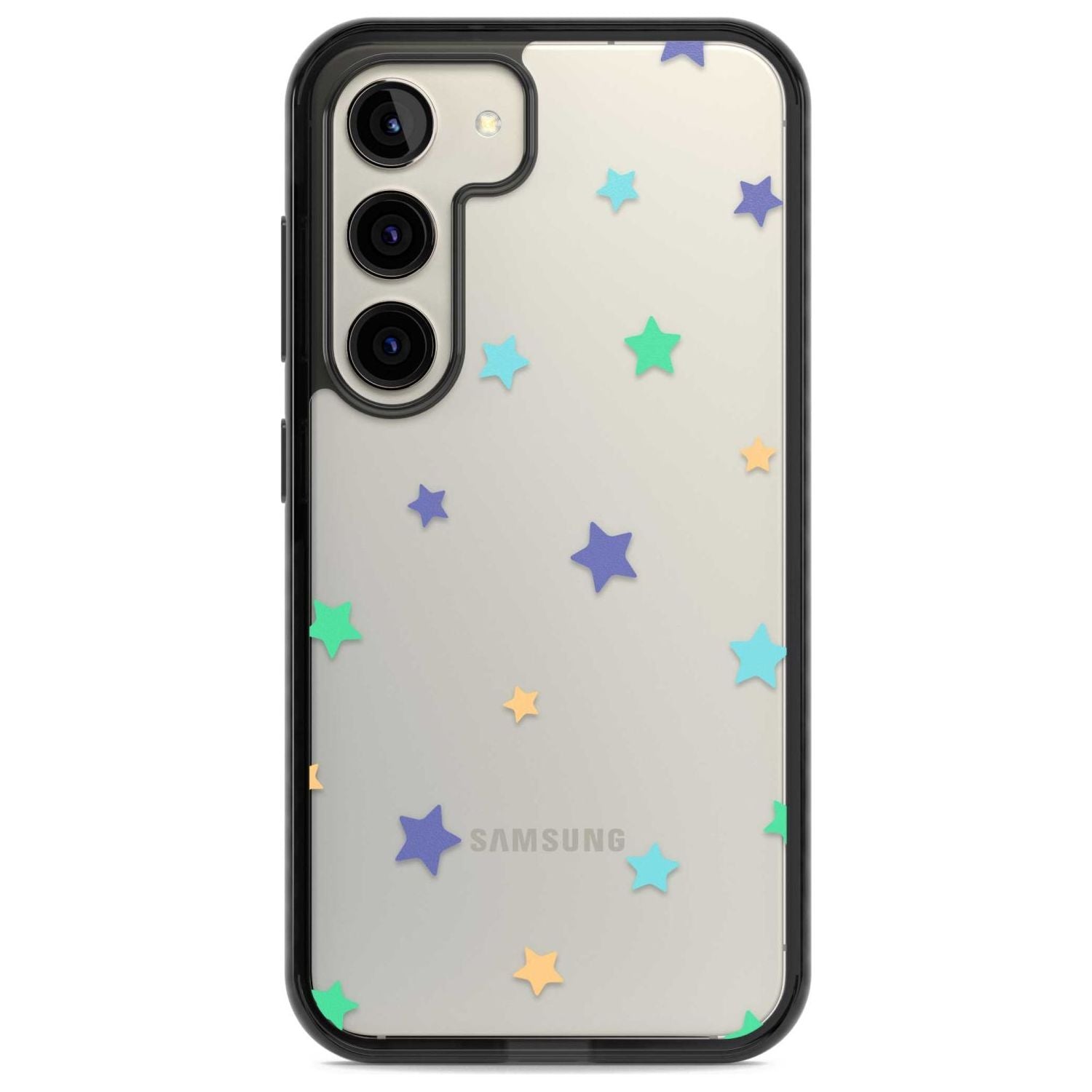 Pastel Stars Pattern Phone Case Samsung S22 / Black Impact Case,Samsung S23 / Black Impact Case Blanc Space