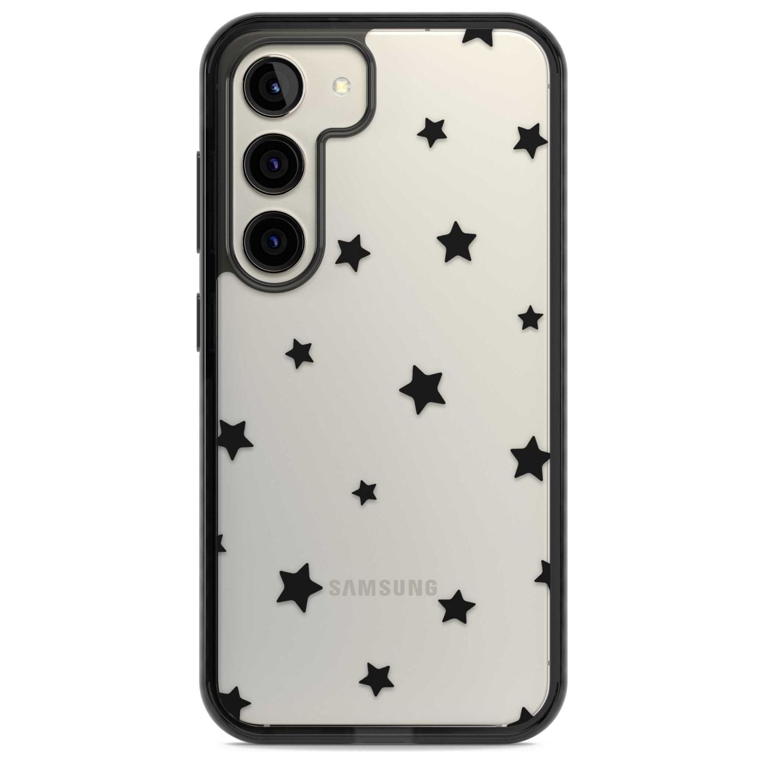 Black Stars Pattern Phone Case Samsung S22 / Black Impact Case,Samsung S23 / Black Impact Case Blanc Space
