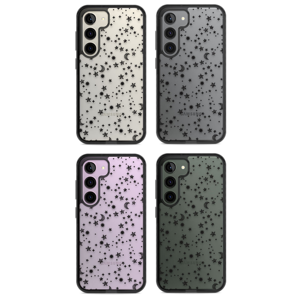 Black Cosmic Galaxy Pattern Impact Phone Case for Samsung Galaxy S24, Samsung Galaxy S23, Samsung Galaxy S22