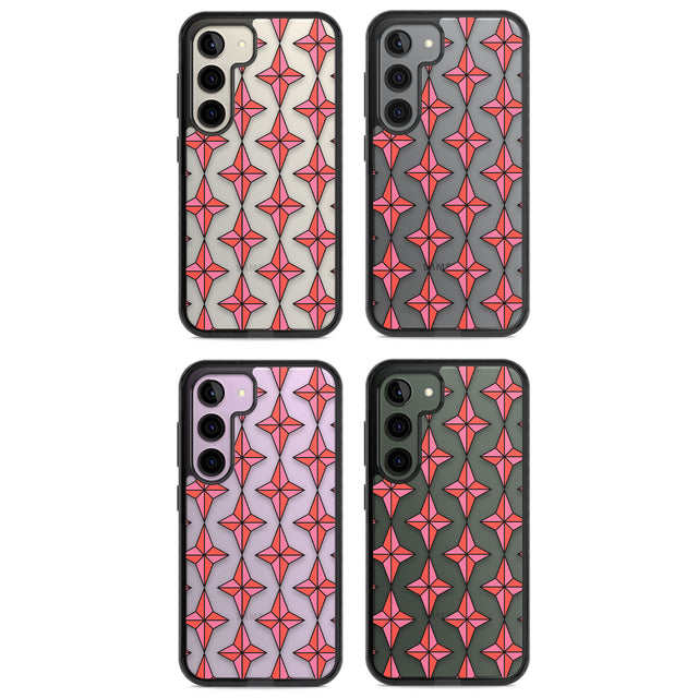 Rose Stars Pattern (Clear) Impact Phone Case for Samsung Galaxy S24, Samsung Galaxy S23, Samsung Galaxy S22